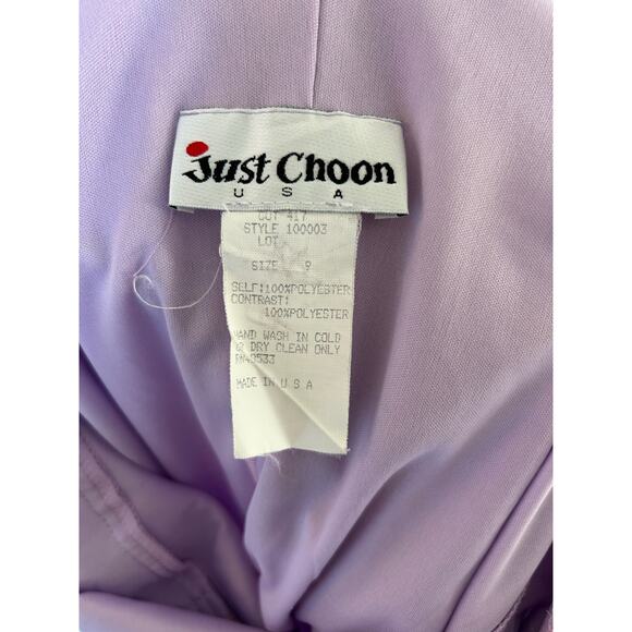 Vintage 90s Just Choon USA Purple Floral Empire Waist Dress Sheer Overlay sz 9 - Picture 12 of 12